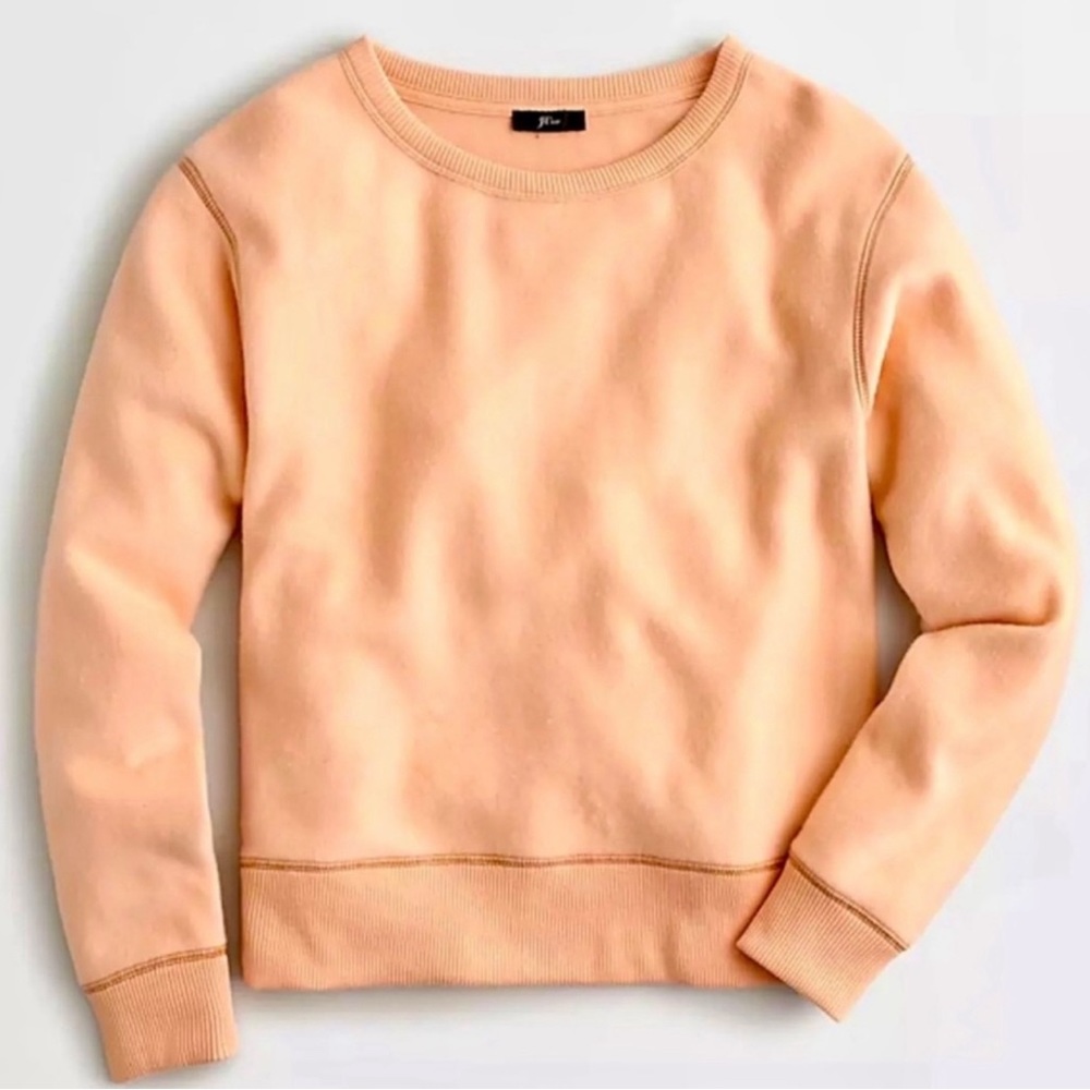J Crew Brushed Terry Crew Neck Pullover Sweatshirt in Fresh Melon Size S